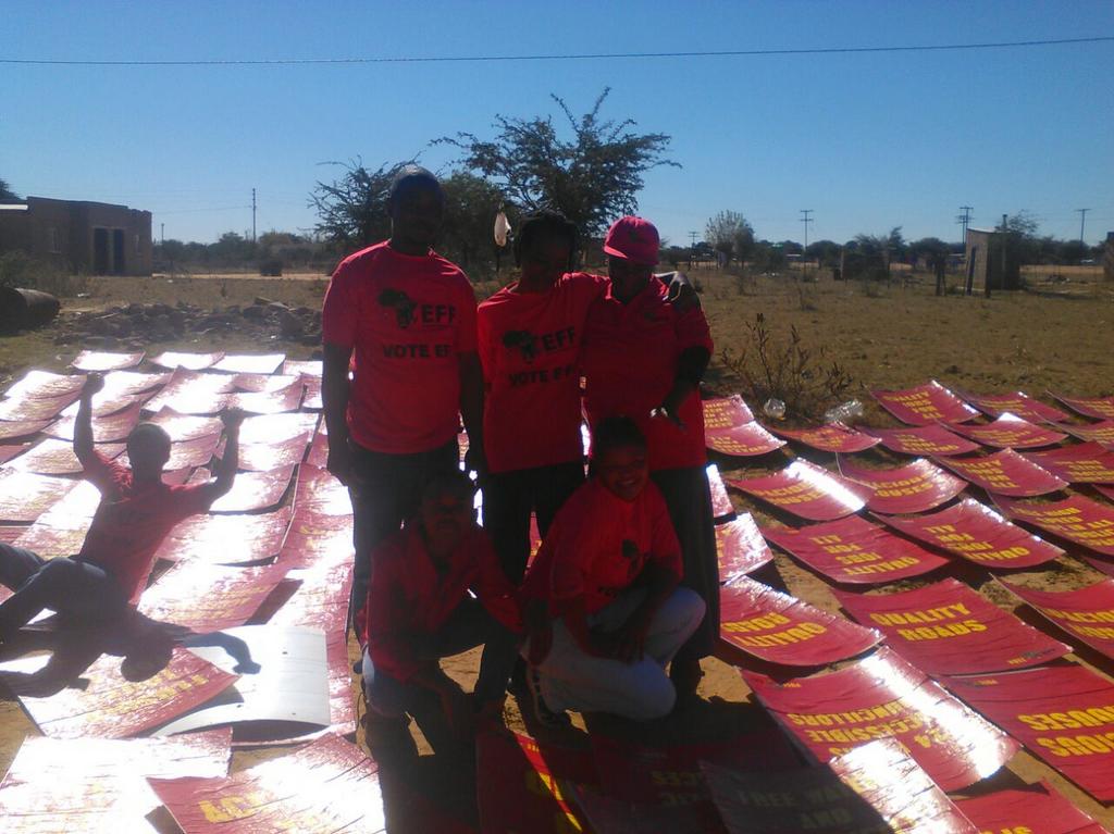 EffNorthwest's tweet photo. Ratlou Ward 14 Candidate leads the postering in his ward. #VoteEFF2016 https://t.co/qDXDfmxoDJ