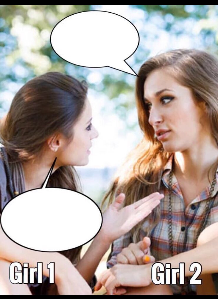 TheCheesePW's tweet photo. Girl 1: Can you believe she came out as non-vegan?
Girl 2: I am so triggered right now.
#captionthesegirls https://t.co/IWmrRJhTla