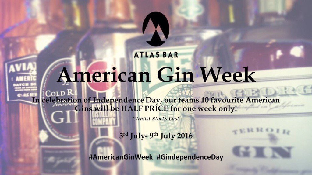 TheAtlasBar's tweet image. To celebrate #IndependenceDay  we have our teams ten favourite #gin brands from #America as our #Ginoftheweek