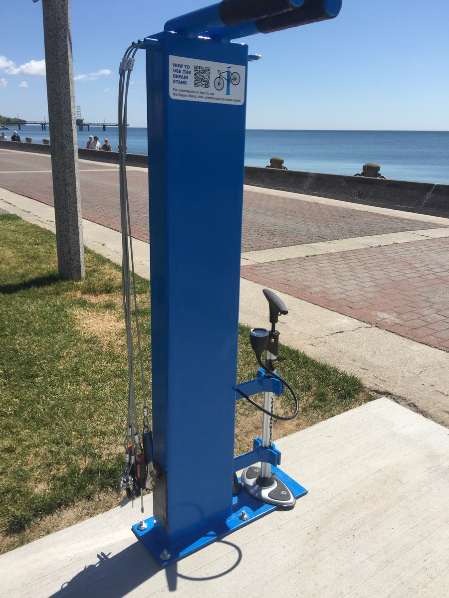 BurlingtonTour's tweet photo. Beautiful day to cycle the @cityburlington waterfront. Need a quick fix? Bike repair station available on the path. https://t.co/vRga6KzQNJ