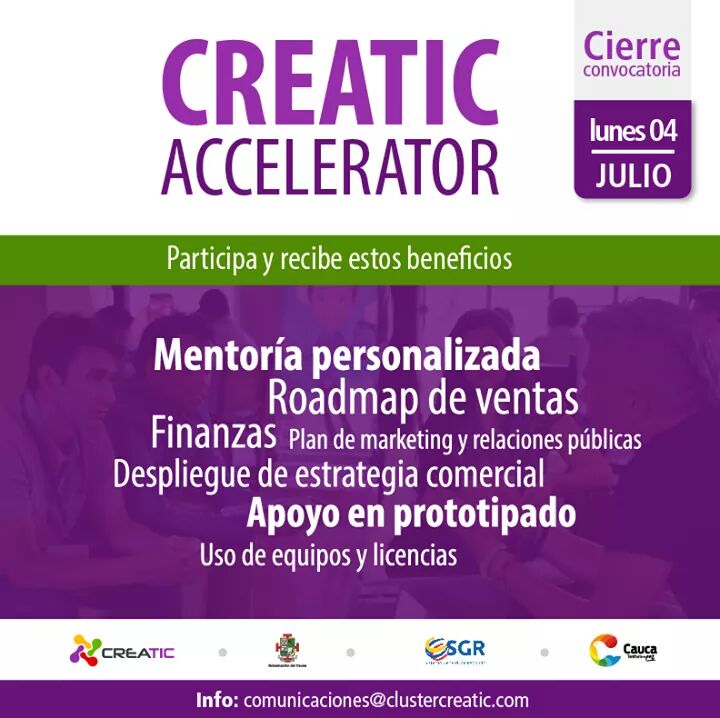 CdtCreatic's tweet photo. Mañana cierra la convocatoria para #CreaTICAccelerator. https://t.co/wN4CMMRD9R #ConvocatoriasCOL https://t.co/LTjU6GKR2n