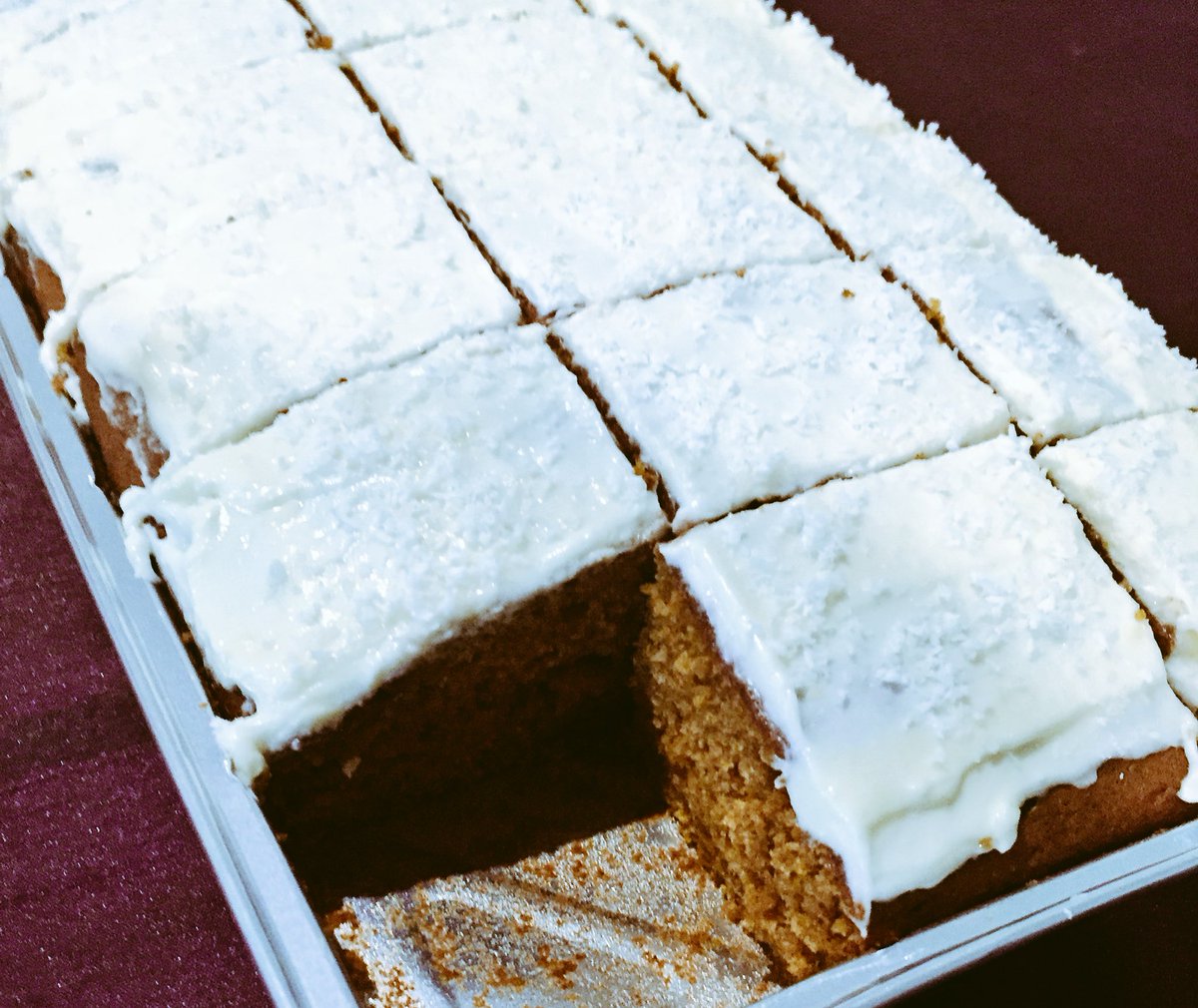 jaibakes's tweet photo. Spiced pumpkin &amp; cream cheese cake bars #summerfetebaking https://t.co/kL8QaPjylz
