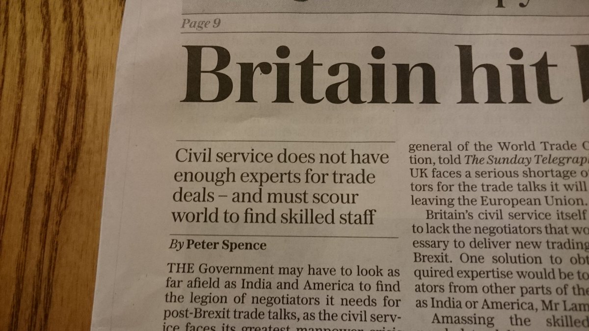 I shit you not. Due to a lack of trade negotiators, Brexit Britain will need to hire immigrants for the job. #Ironic