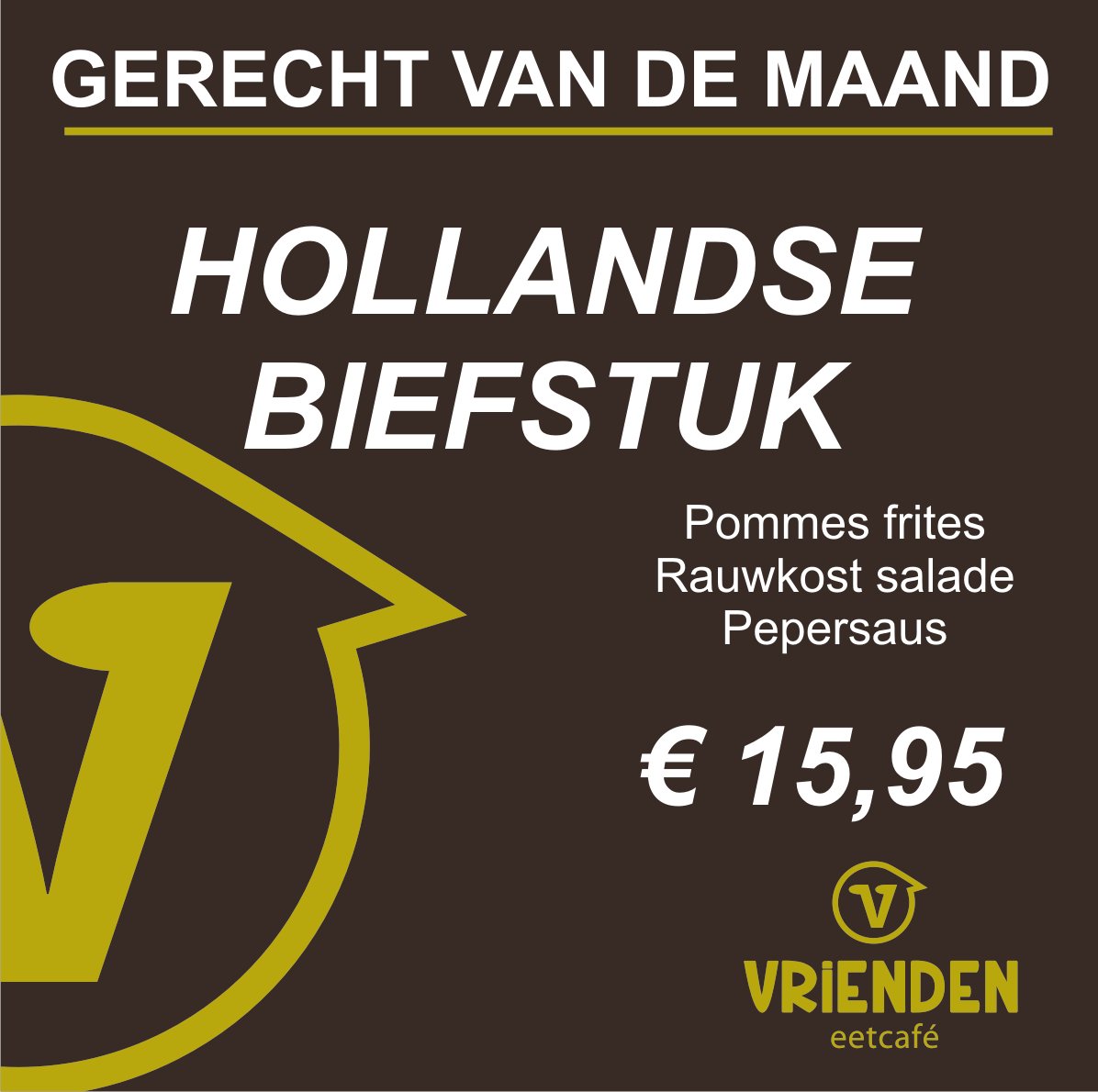 Heerlijk biefstuk ditmaal als gerecht van de maand in ons Eetcafé Vrienden #wijchen