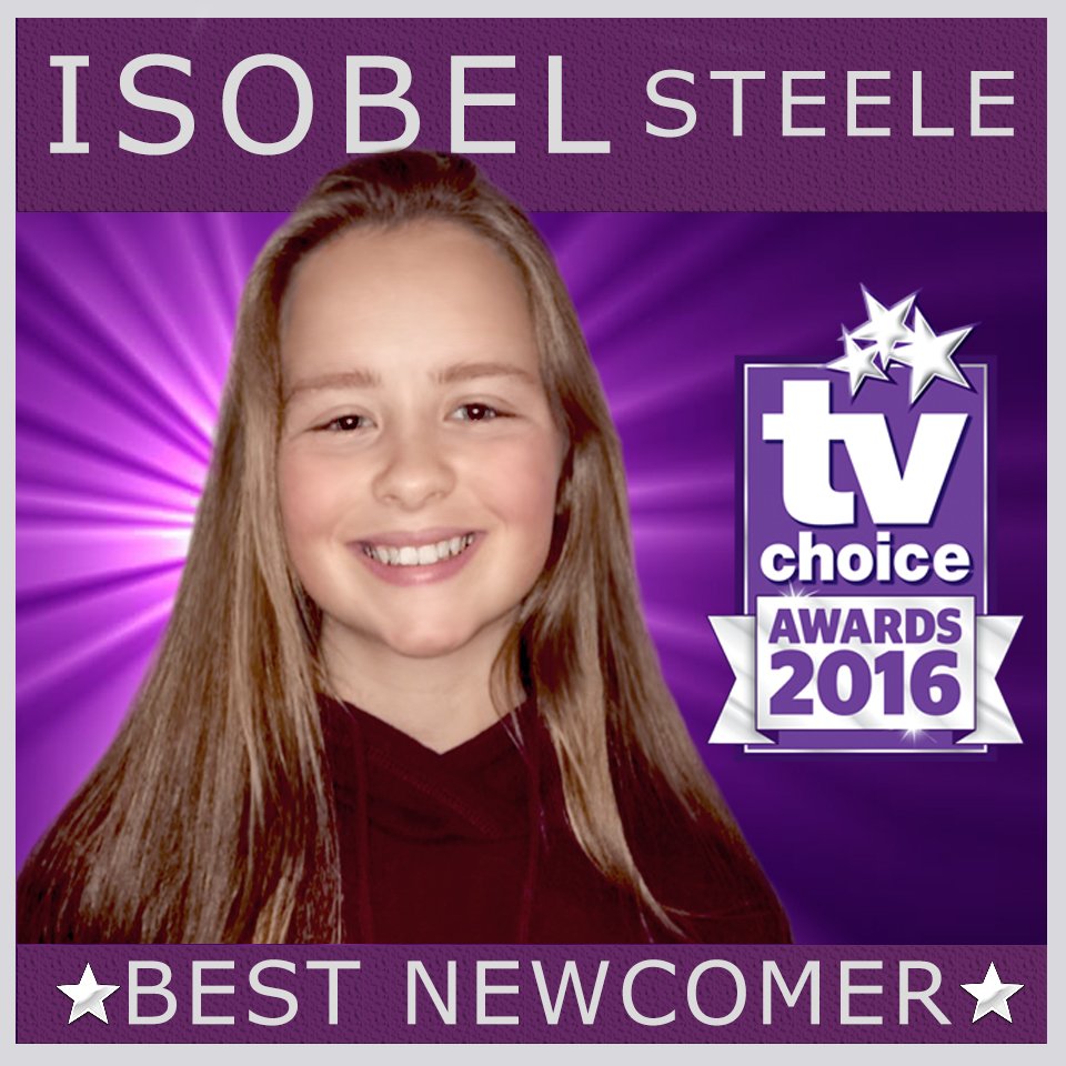 emmerdale's tweet photo. LESS THAN A WEEK TO GO! VOTE @Isobel_steele BEST NEWCOMER at @TVChoice Awards #Emmerdale https://t.co/JzWoDtL6aD https://t.co/ruIQTROS9L