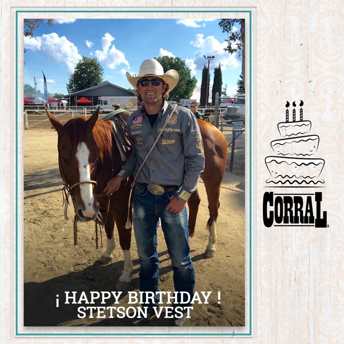 CorralBoot's tweet photo. Happy Birthday to #CorralBoots tie-down roper, Stetson Vest!
#CorralRider #CorralTeam https://t.co/lOSGbJpHae