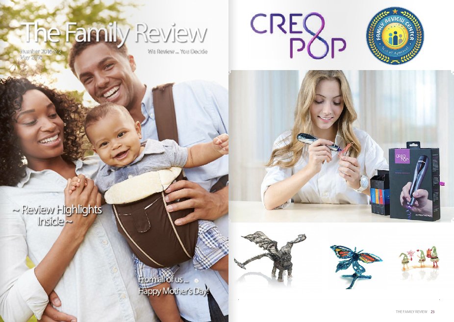 We have gotten the family "Seal of Approval" in the new issue of The Family Review Magazine! #CreoPop #3DPrinting