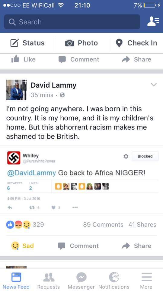 ForTheMany2020's tweet photo. Solidarity with @davidlammy
Against this abhorrent racism #unity #notdivision #MoreInCommon https://t.co/dkz1CMxZvA