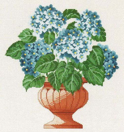 theartofstitch's tweet photo. Hydrangea Bowl Cross Stitch Chart https://t.co/8K6gAeWD2x #crossstitch #TheArtofStitch #Flowers https://t.co/qbSgVBY3m7
