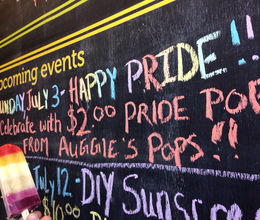 KarmaCoop's tweet photo. #happypride❤️💛💚💙💜 !!! We're celebrating with $2.00 #pridepops from @augiesicepops ! #loveislove #pride https://t.co/TOvTdf8vnb