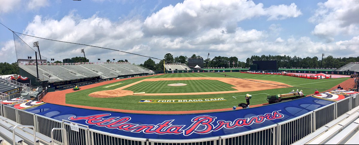 Braves's tweet photo. Home away from home never looked so good! #MLBFortBragg https://t.co/TtRc7PVZMc