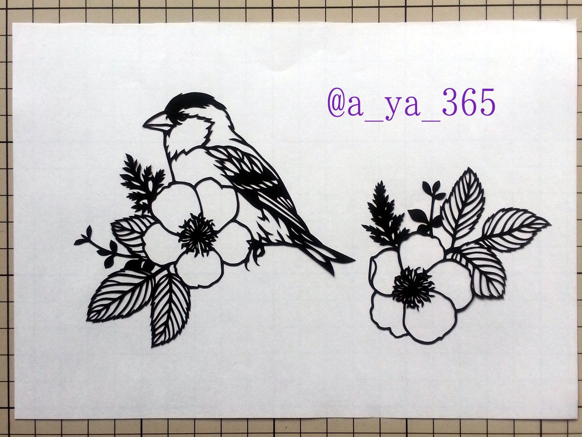 紫 切り絵卒業 ありがとうございました 切り絵 切り絵作家gardenの草花と動物の切り絵図案集 はまなすとマヒワ 図案集の全然やってないなー 切り絵 草花と動物の切り絵図案集 はまなす マヒワ T Co Cpwj1sl7fe Twitter