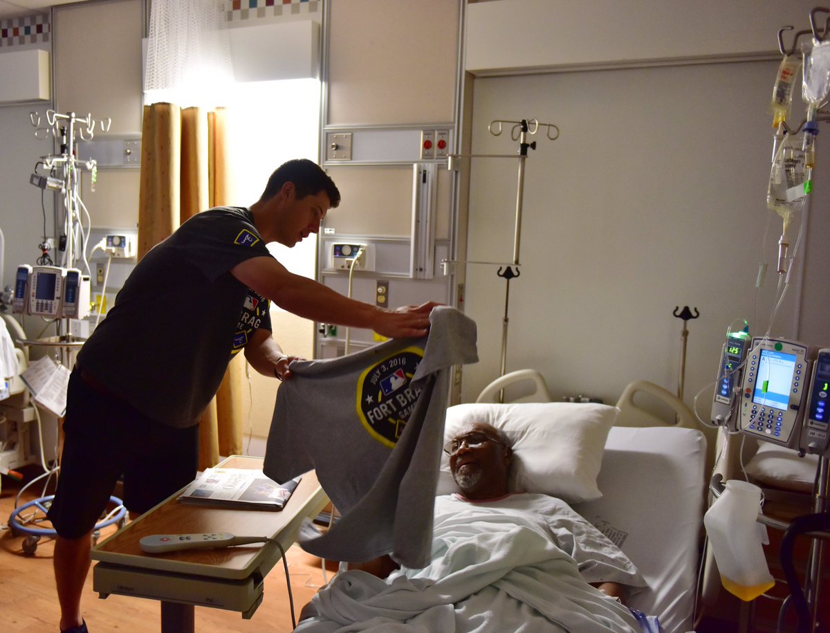 Braves's tweet photo. Before taking the mound tonight, @wisler233 visits the patients at Womack Army Medical Center. #MLBFortBragg https://t.co/0ulUXlHdaP