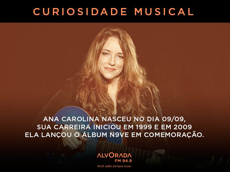 RadioAlvorada's tweet photo. Por isso o karma da cantora com o número. #CuriosidadeMusical #Alvorada #VocêSabePorqueOuve https://t.co/Wr1Cdv5bT4