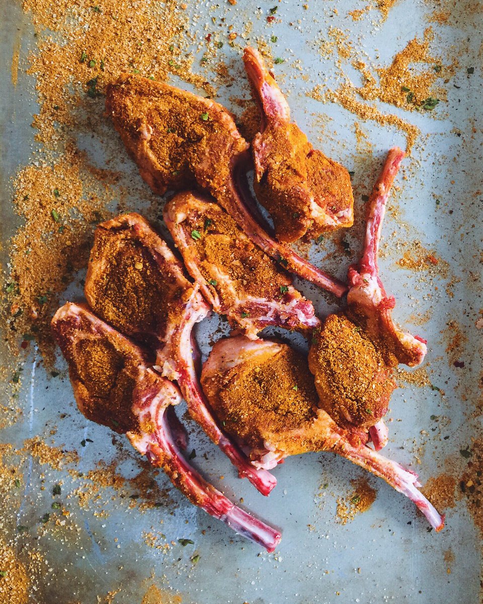 PaleoFoundation's tweet photo. Curry Crusted Lamb Chomps... courtesy of @Spicemode #paleo #spicemode https://t.co/t4fv8Y2T7j