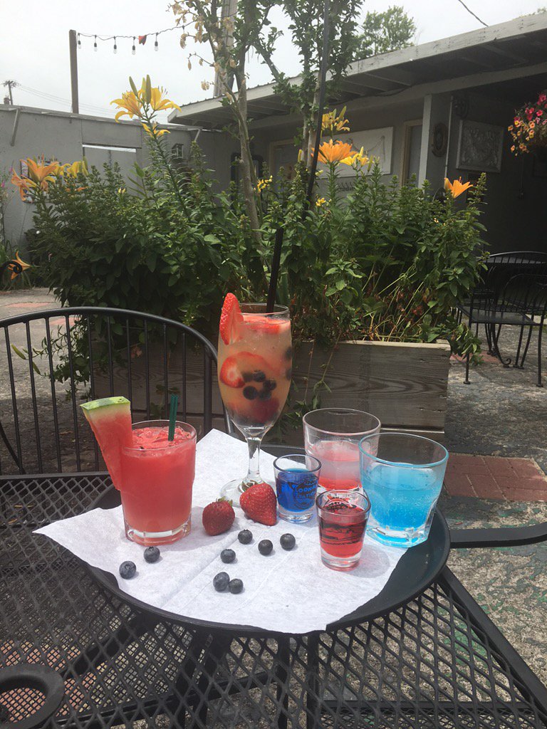 TheAtticonAdams's tweet photo. Happy Sunday!  Patio open all day! Watermelon Mint Margaritas, Red, White &amp; Blue Sangrias, and Bomb Pop Shots! https://t.co/k0I5ETasAK