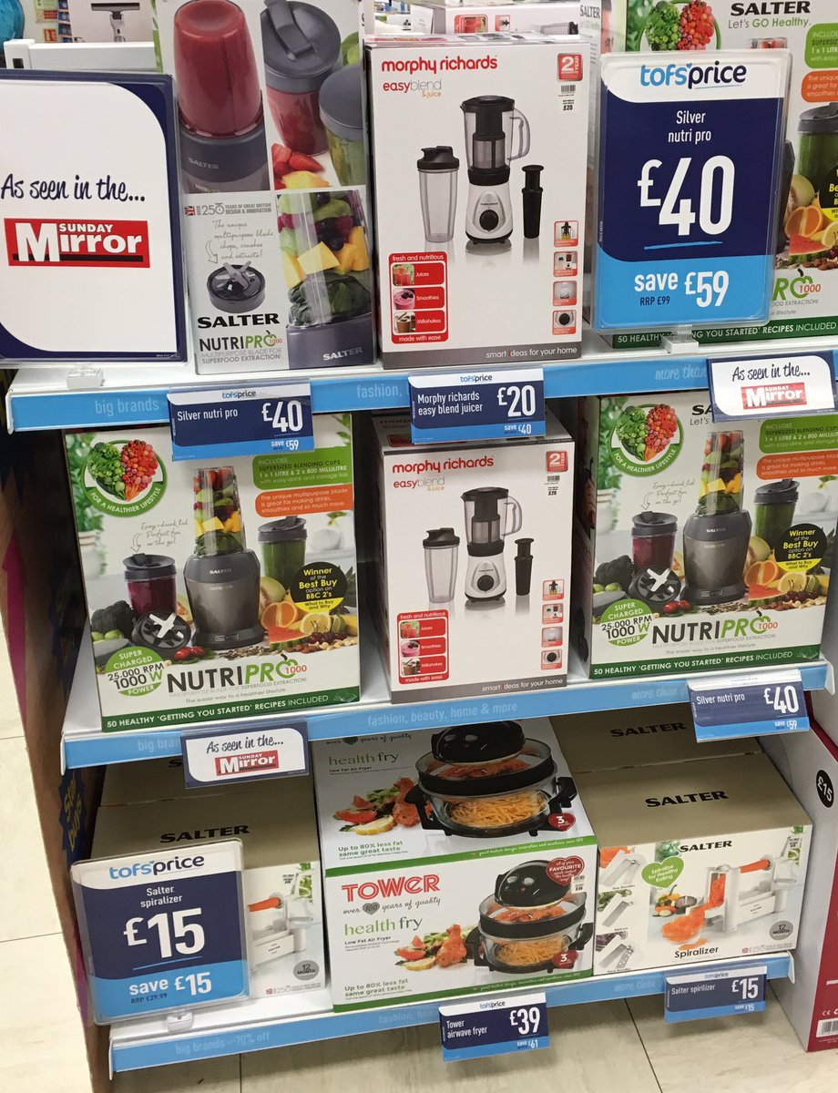 tofsEastAnglia's tweet photo. @SalterUK #nutripro & #spirilizer @LoveYourMorphy #easyblend @TowerHousewares #healthfry as seen in @TheSundayMirror https://t.co/cCmgX62NSA