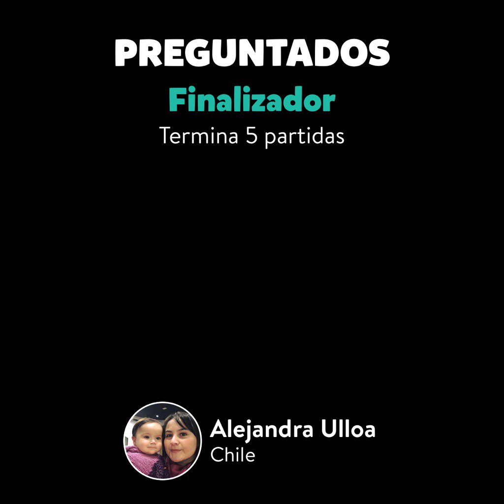 janaulloa's tweet photo. Alejandra Ulloa ha conseguido el logro Finalizador en Preguntados https://t.co/PTTxMysBnT https://t.co/LVEM5j6CKv