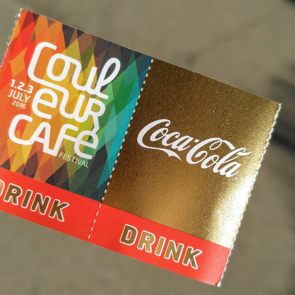 Zo'n schoon ticketjes! Bijna te jammer om in te ruilen voor drankjes :) #couleurcafe #inniticket @INNIgroup