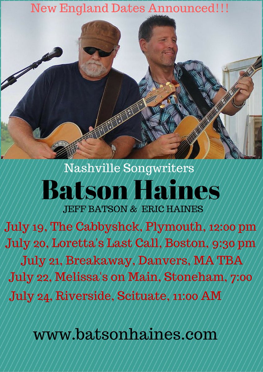 ericsongman's tweet photo. New England Dates just added for Nashville Songwriters, Batson Haines!! https://t.co/2PXlGVaGW0 See you soon!! https://t.co/inNlWwQGaW