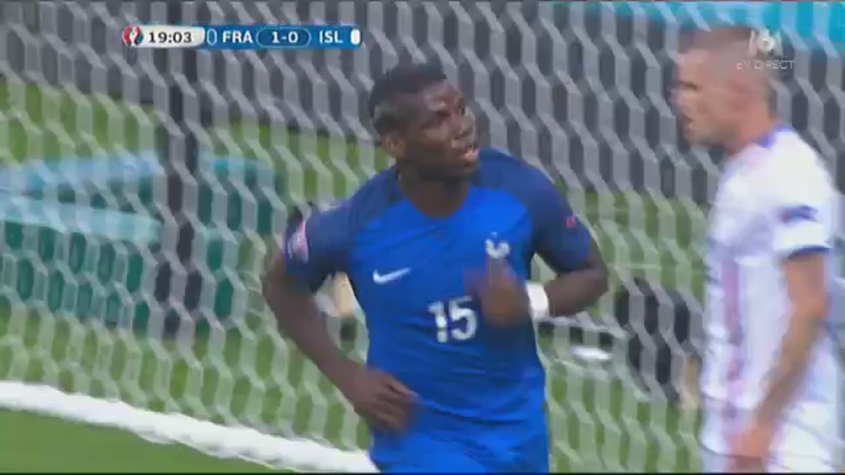 M6's tweet photo. BUUUUUUUUUT de @paulpogba de la tête !!!! 2-0 pour la #FRA...#FRAISL #EURO2016 https://t.co/k559c1quKH