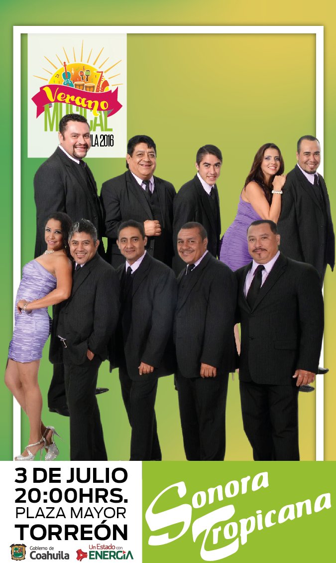 CulturaCoahuila's tweet photo. @GobDeCoahuila te invita hoy en #Torreón al concierto  #VeranoMusical2016  @stropicana Plaza Mayor 8pm https://t.co/5TcIxxnuBO