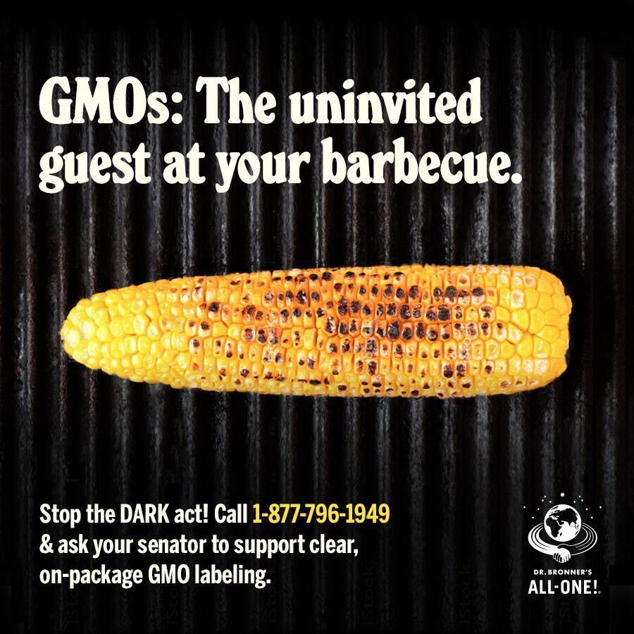 DrBronner's tweet photo. Please call 1-877-796-1949 TODAY &amp; ask your senator to support clear, on-package GMO labeling! #foodtransparency https://t.co/9OYgD90zzv