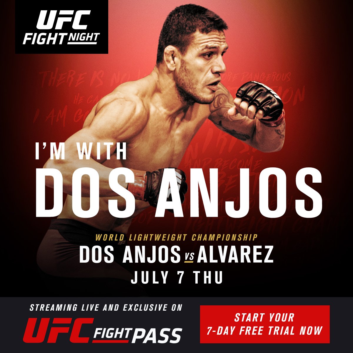 ufc's tweet photo. RT if you're w/ the champ @RdosAnjosMMA this Thursday at #UFCVegas streaming LIVE on @UFCFightPass! #UFCFightWeek https://t.co/4TvgZPPw1t