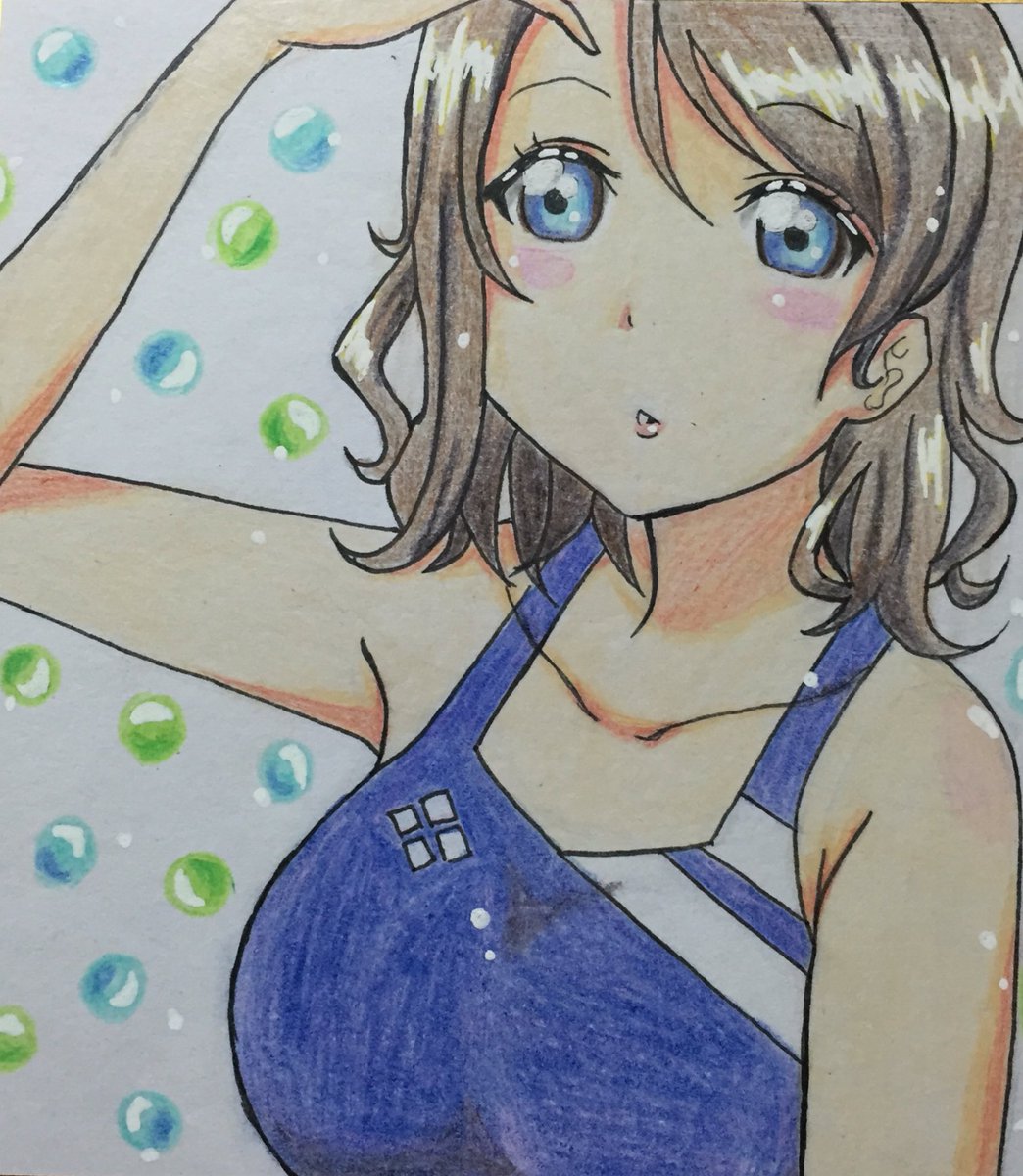 猫苺 同じくサンシャインより 渡辺曜ちゃんのイラストです ラブライブ ラブライブサンシャイン 渡辺曜 アナログ絵