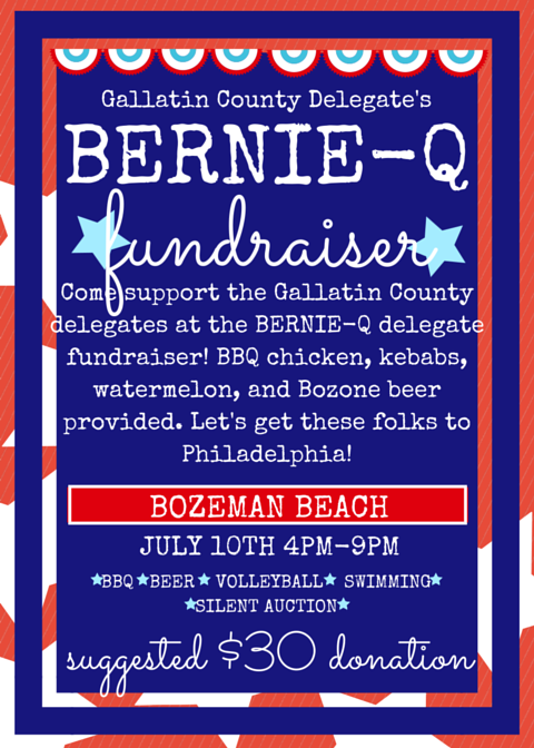 GPANBzn's tweet photo. Join us next Sunday for a fundraiser for our 3 Gallatin Co delegates
#mtforbernie #BernieSanders #Bernie2016 https://t.co/ehSFV9FrEX