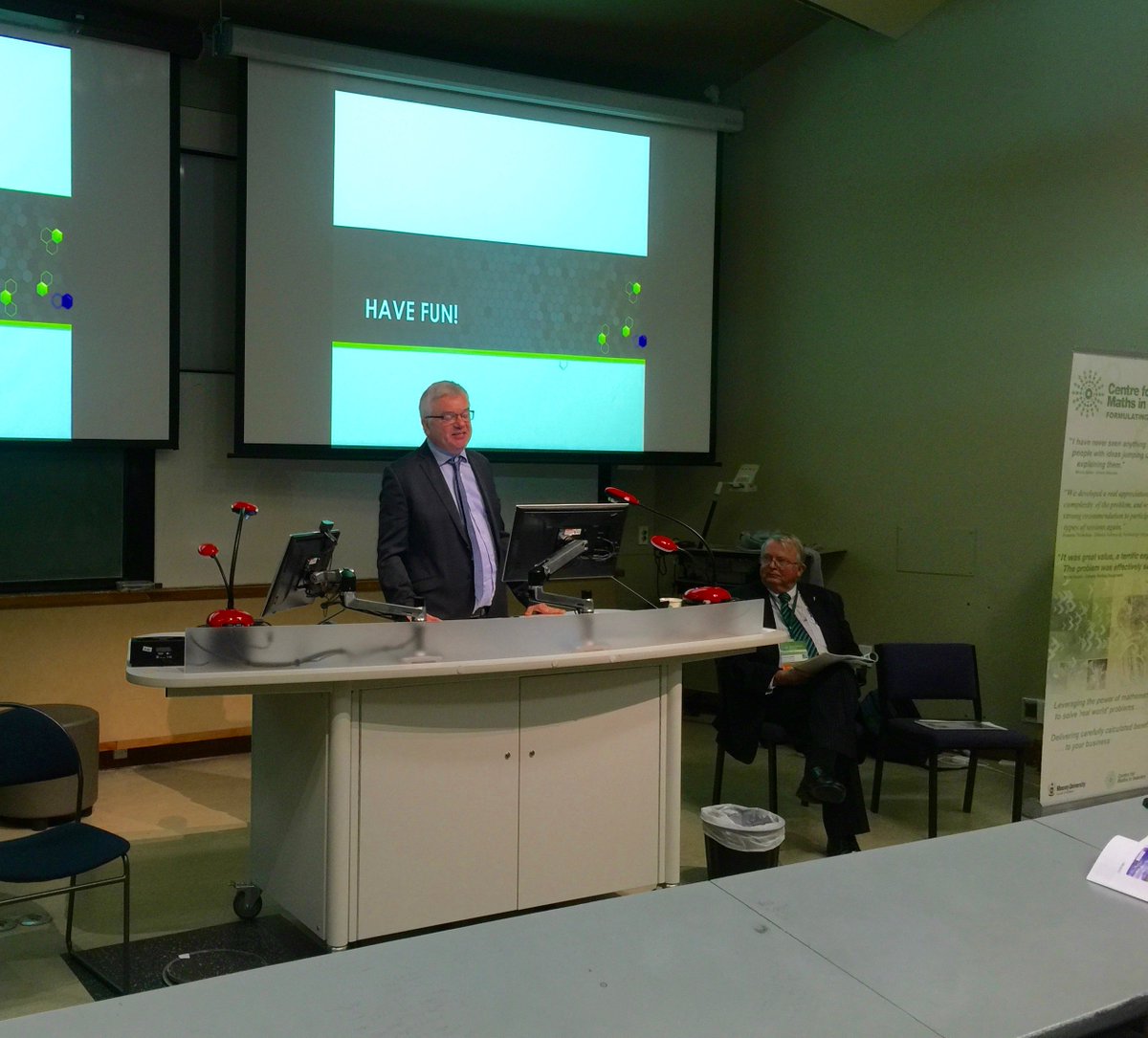 MathsIndustryNZ's tweet photo. Special welcome  to #MINZ2016 attendees by Prof Mike Wilson Victoria University’s Pro-Vice Chancellor of Science https://t.co/7spQ1k5HBy
