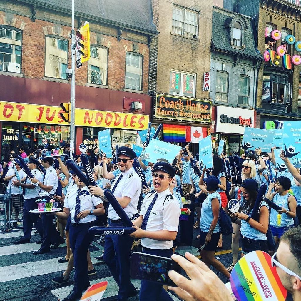jonnyangel's tweet photo. Check out the @porterairlines crew on parade. Love that Bob Deluce led the March! #instasu… https://t.co/1YuJ9ZJgdA https://t.co/YP3g4trXJe