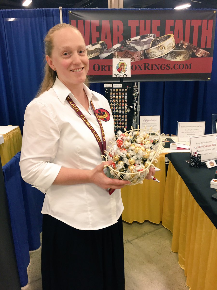 marissapflueger's tweet photo. Come see us at the @OrthodoxRings booth! We have chocolate 🍫😎☦💍 #GOAClergyLaity #goarch #Nashville https://t.co/H3Ctzzcvhh
