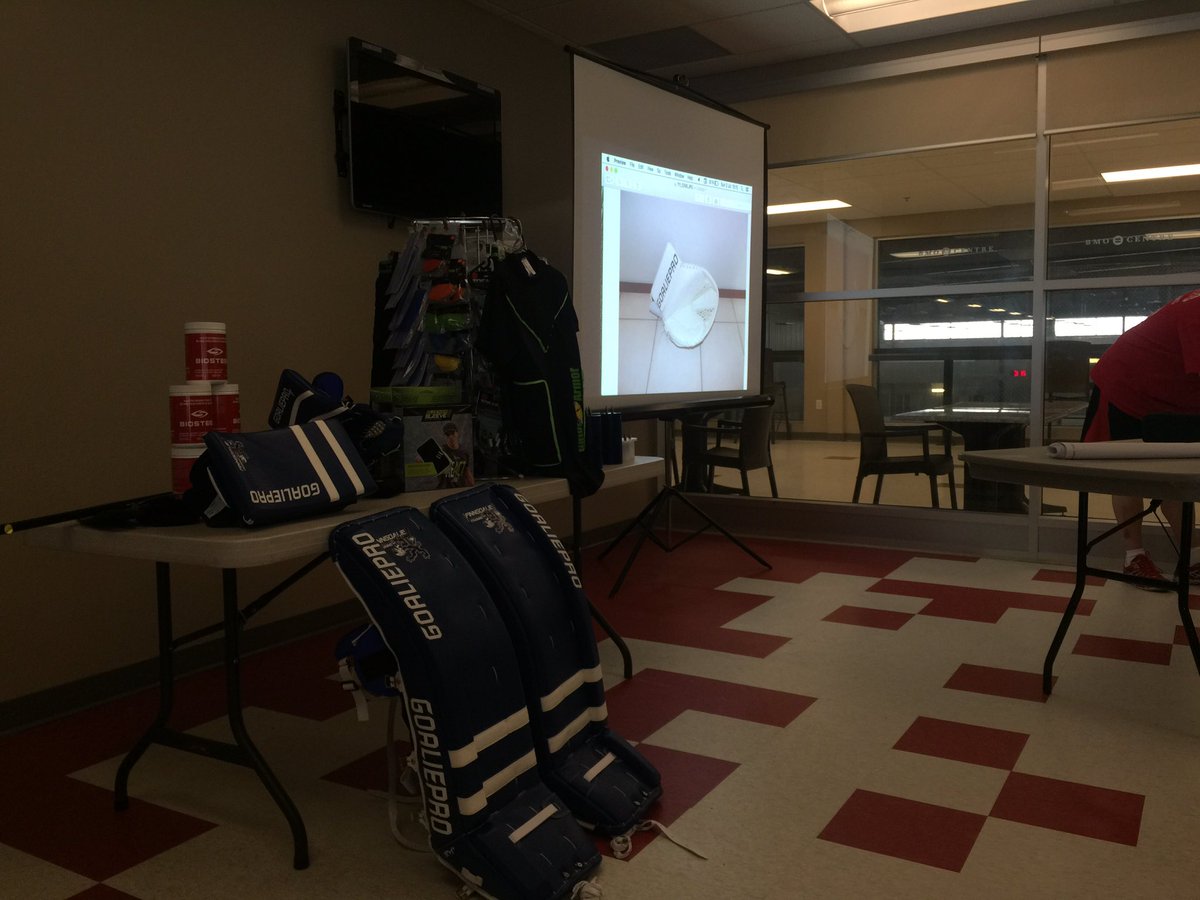 ECGoalieEventNS's tweet photo. Gear talk from @GoaliePro today! Some great concepts being tossed around &amp; sneak peak GoaliePro custom goalie gear. https://t.co/n9CnjtNfPz