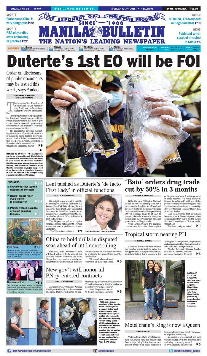 Manila Bulletin News on Twitter: "Manila Bulletin Front ...