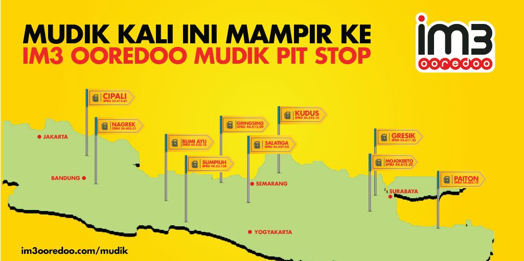 Berikut peta Pit Stop kami ya twips! 😉 #MudikPakeIM3Ooredoo #SilaturahmiUnlimited