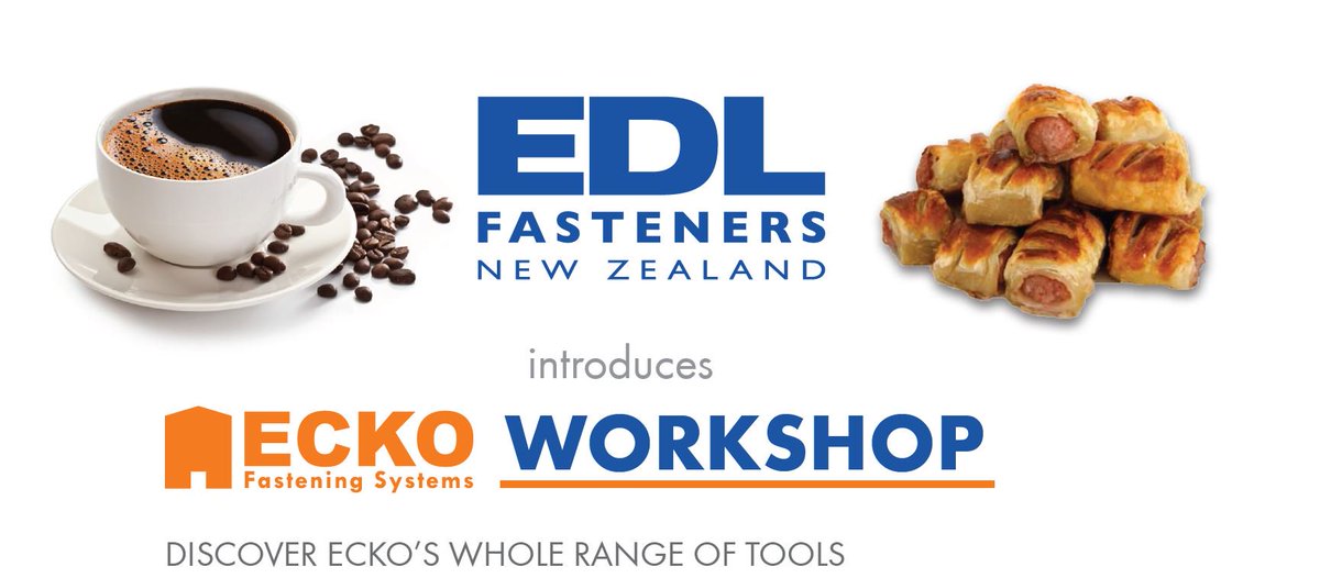 EDL_Fasteners's tweet photo. Come and join us at our EDL #NewPlymouth Branch with Ecko fastening systems. Wednesday 13 July. 12-2pm. 95 Gill St. https://t.co/QkTBHb0tsb