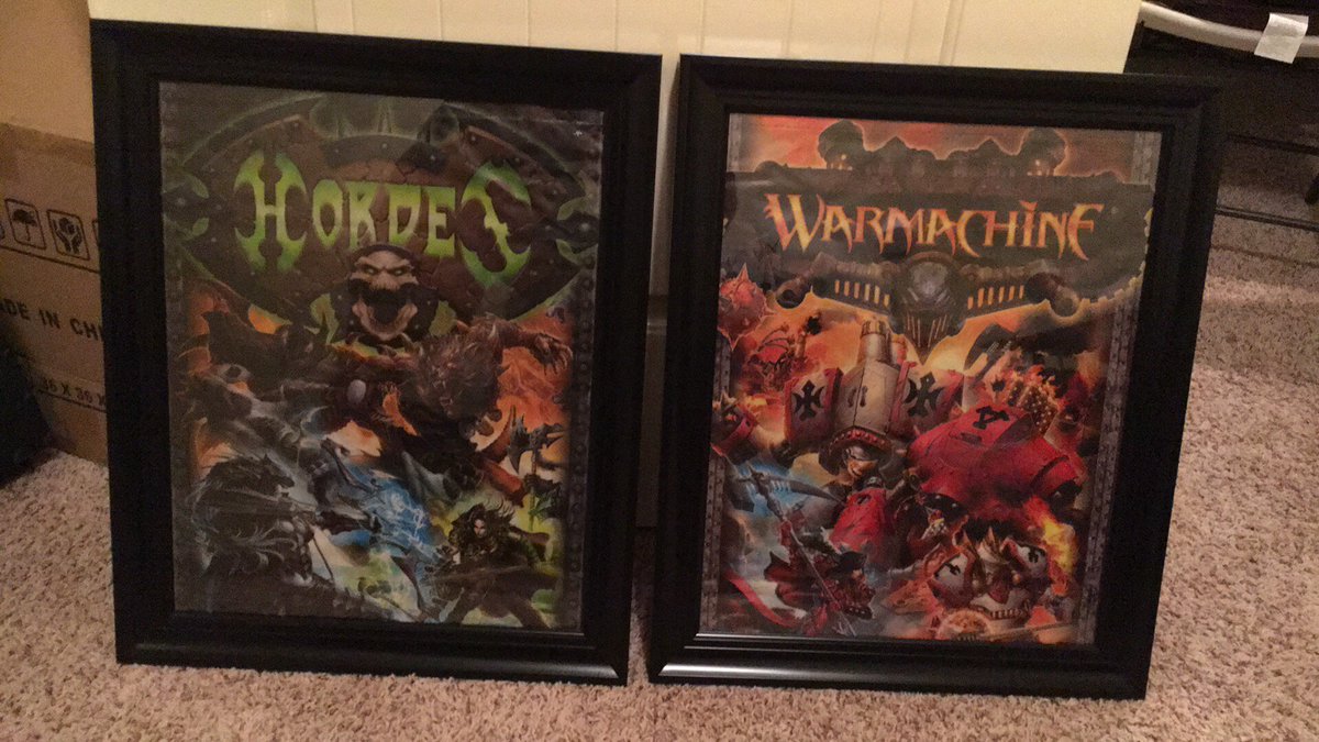 dangerfish's tweet photo. Also built some snazzy wall decor from the huge convention bag I brought back from #PPLockAndLoad @privateerpress https://t.co/0XvlmPlmZA