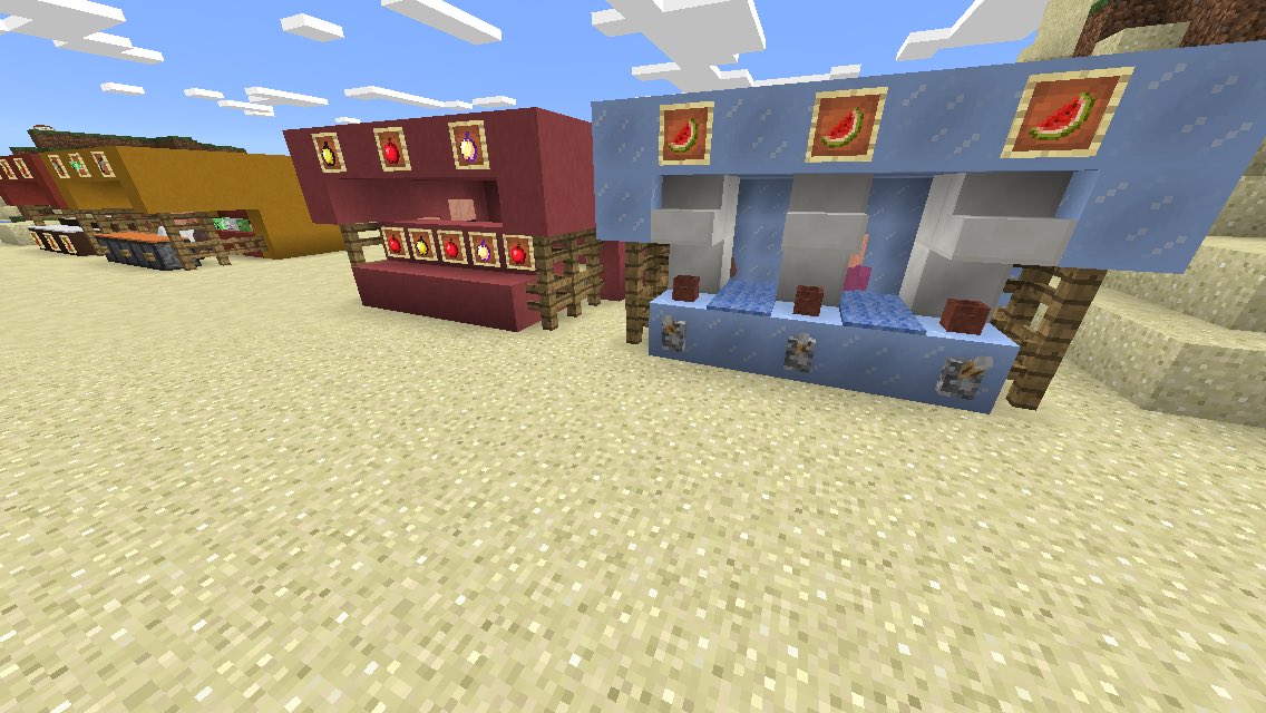 こうどん マイクラpe 夜店part2 似てないと思うけどりんご飴とカキ氷 アドバイスあれば リプお願いします マイクラpe T Co Mvxyio1ibj Twitter