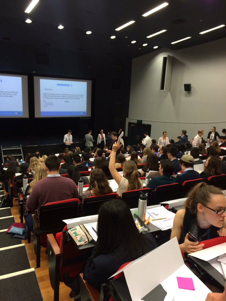 UNYouthNZ's tweet photo. Plenary on fire! However I'm hearing whispers of a motion for Afternoon Tea? #NZModelUN2016 https://t.co/bUvNUDyhSu