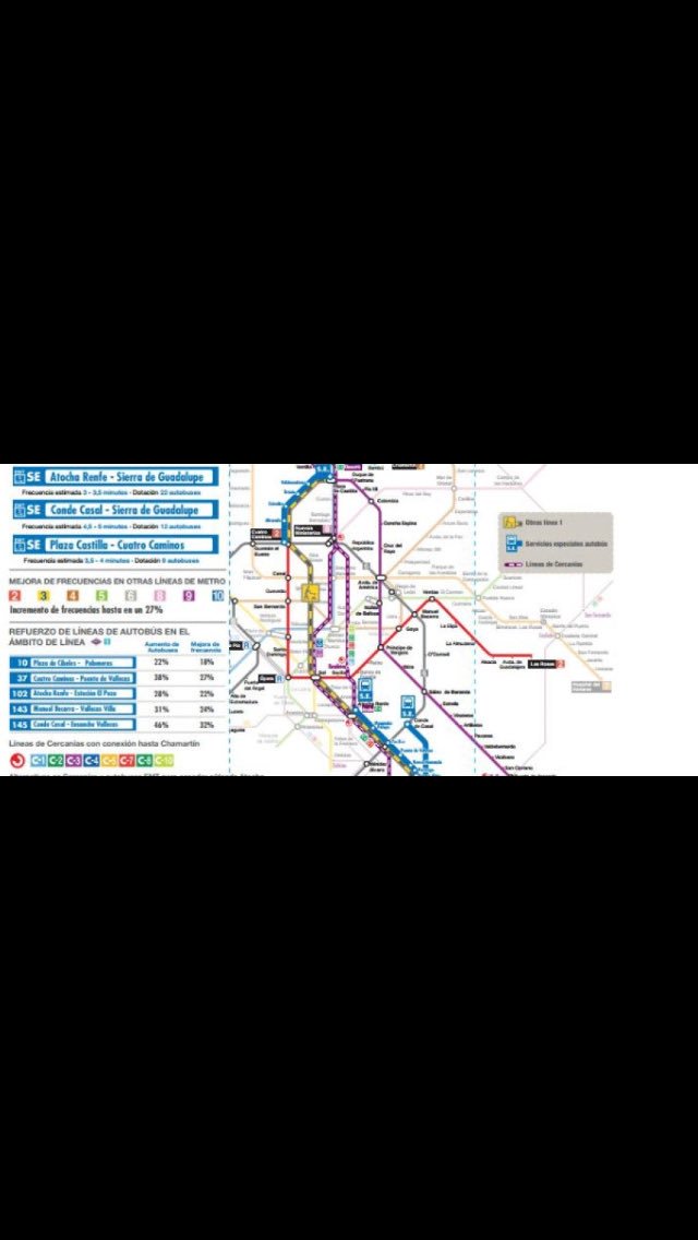 EM_GranMadrid's tweet photo. Este es el mapa de los Servicios Especiales por el cierre de la línea 1 de metro #MetroMadrid #SinLínea1 https://t.co/KdpW8i223s