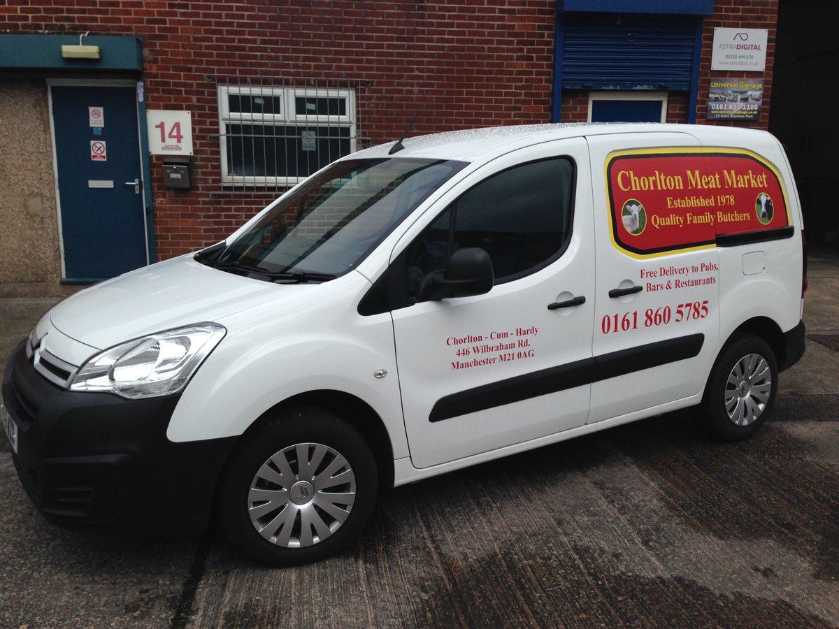 SolidSignsUK's tweet image. Chorlton Meat Market Van signage