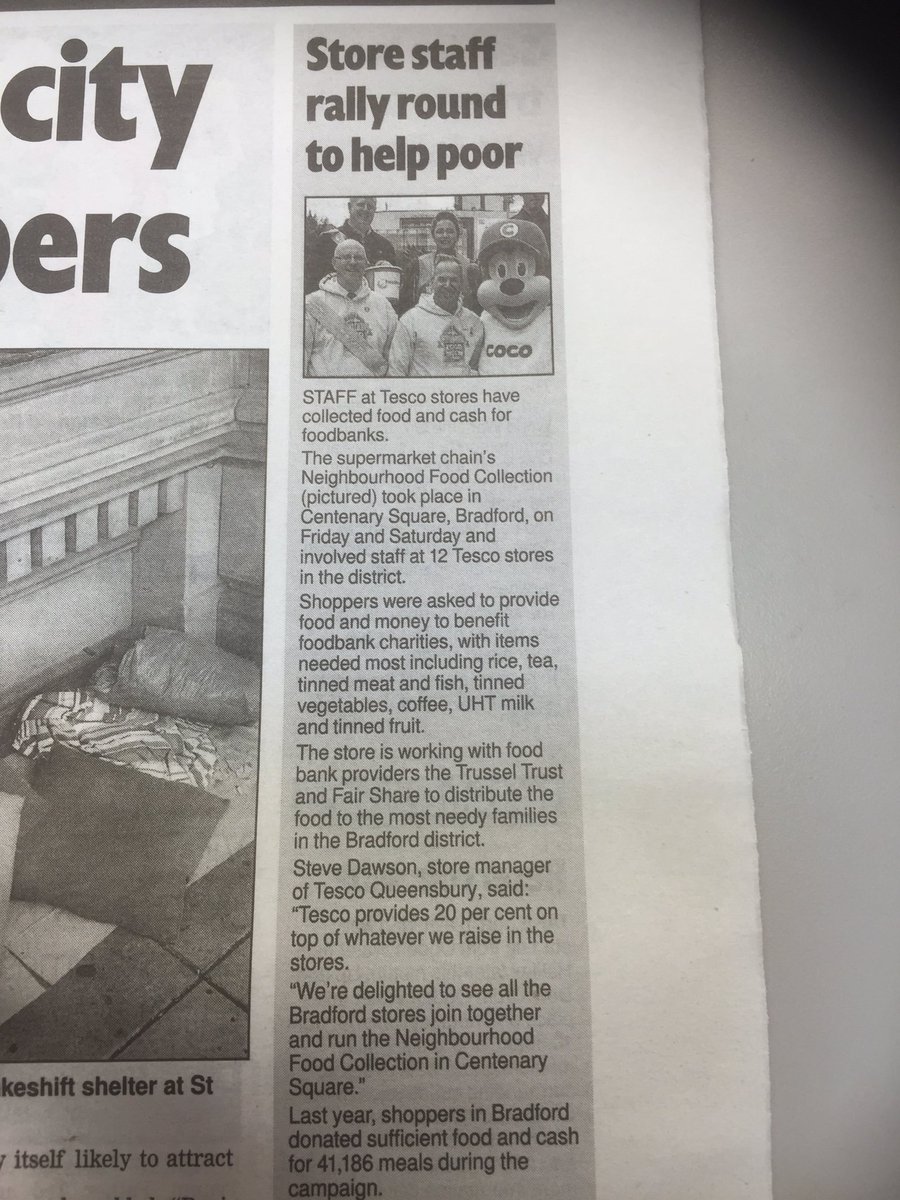 Fab story in the paper after another successful Bradford happy town collection <a href="/FareShareUK/">FareShare</a>  <a href="/FareShareYorks/">FareShare Yorkshire</a>
