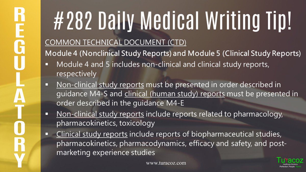 turacoz's tweet photo. Module 4 and 5 of CTD include non-clinical and #ClinicalStudyReports, respectively.
https://t.co/Xj9PbJKHXa. https://t.co/rxZCGd6ZVL