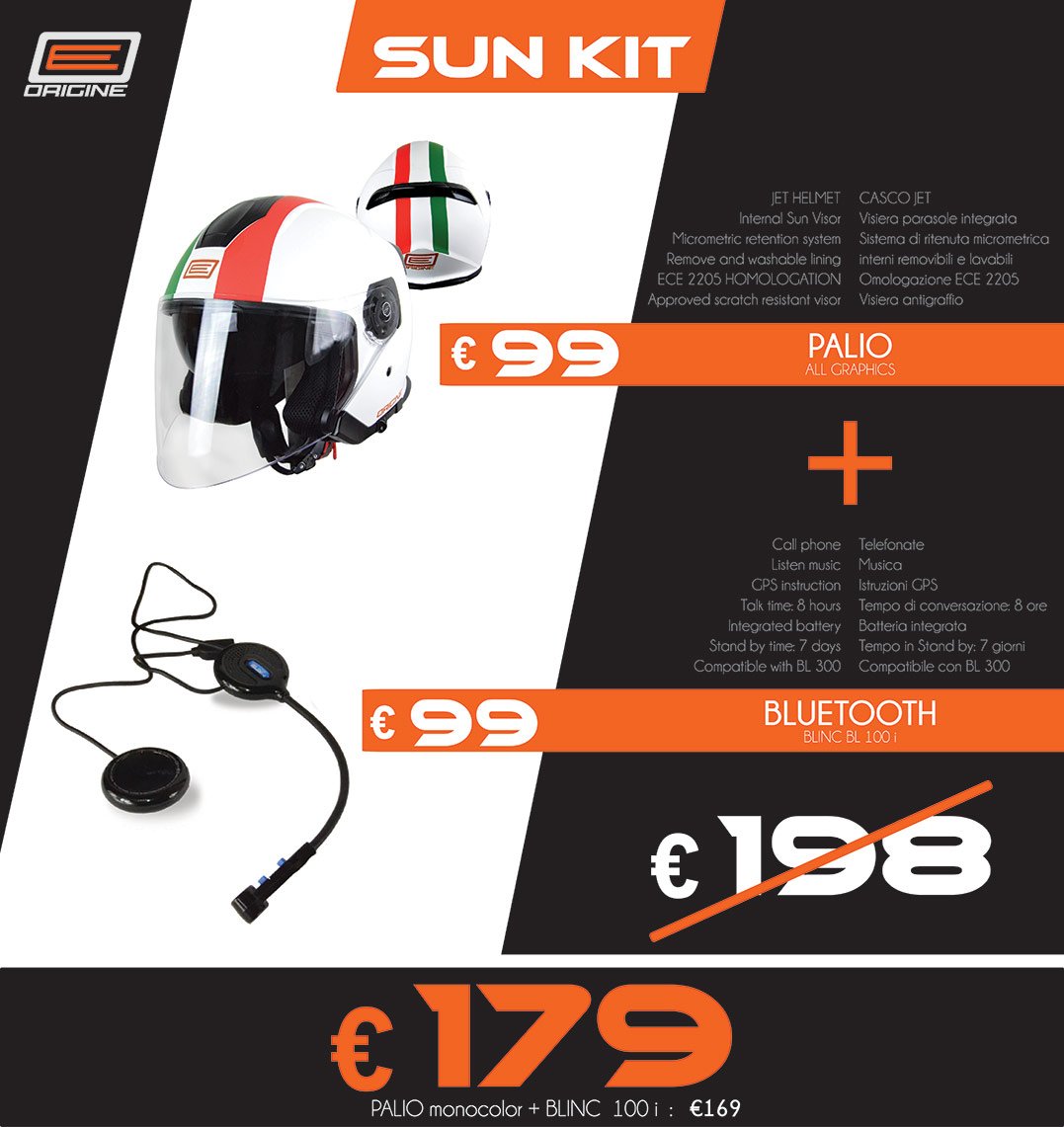 Origine Helmets | Offerta Sun Kit 2016: bit.ly/290cOPD
#OrigineHelmets #Bluetooth #helmet #jet