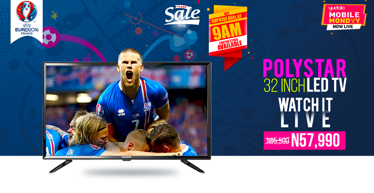 KongaPay's tweet photo. Get the Polystar 32" LED Television at a great discount in #YuMobileMonday 9AM #FlashSale:https://t.co/o7chSqIak8 https://t.co/tXRG8Dj4Xp