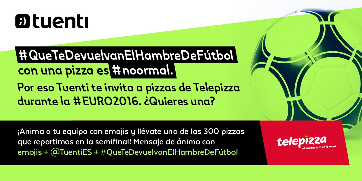 TuentiES's tweet photo. ¡Que empiece la semifinal! Síguenos y anima a tu equipo con emojis ⚽️👏🏻  para ganar una 🍕 https://t.co/HHNyBPrhgp https://t.co/ifIJfdo98Z