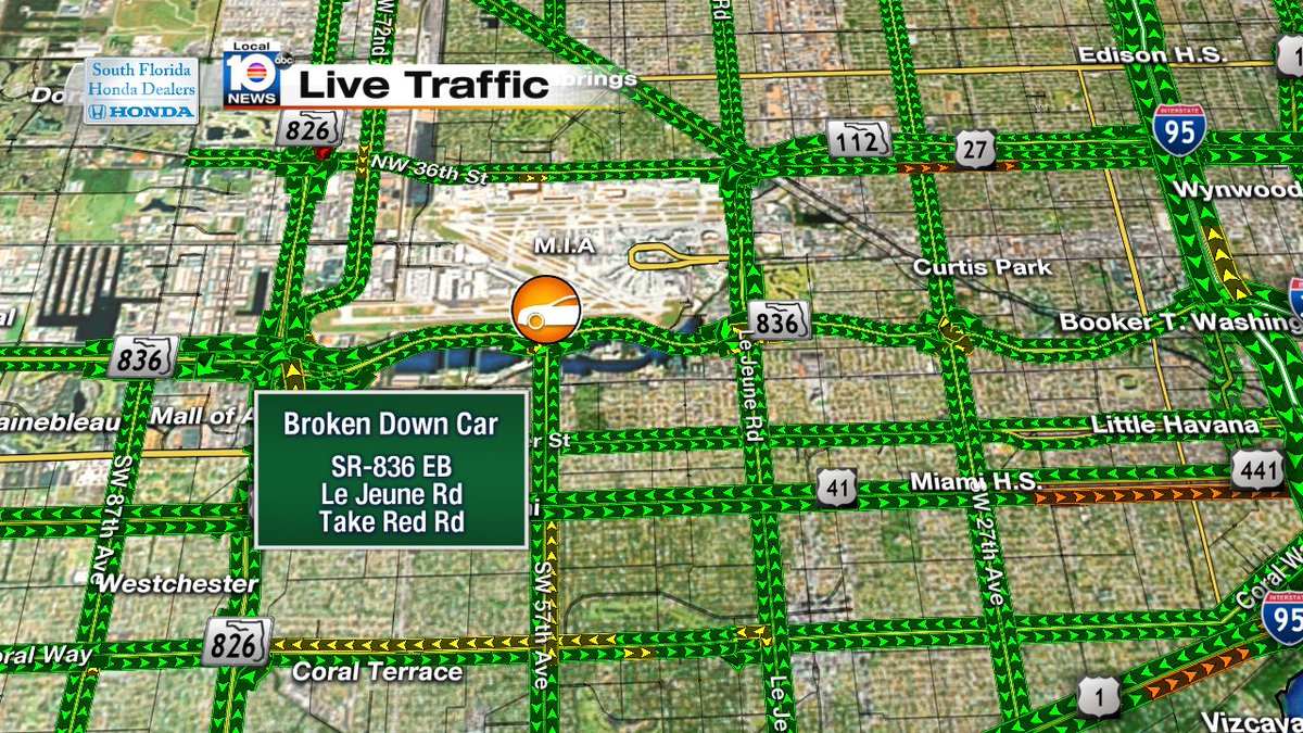 Broken down car on SR-836 EB & Le Jeune Rd/ Take Red Rd #TRAFFIC #MIAMI https://t.co/itDa1d3aww