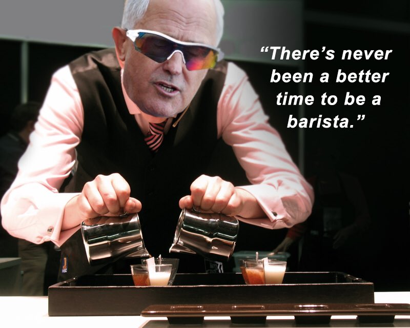 .<a href="/TurnbullMalcolm/">Malcolm Turnbull</a> while u wait 2see if u still have a job,I took the initiative &amp; got us an exciting new 1 #ausvotes