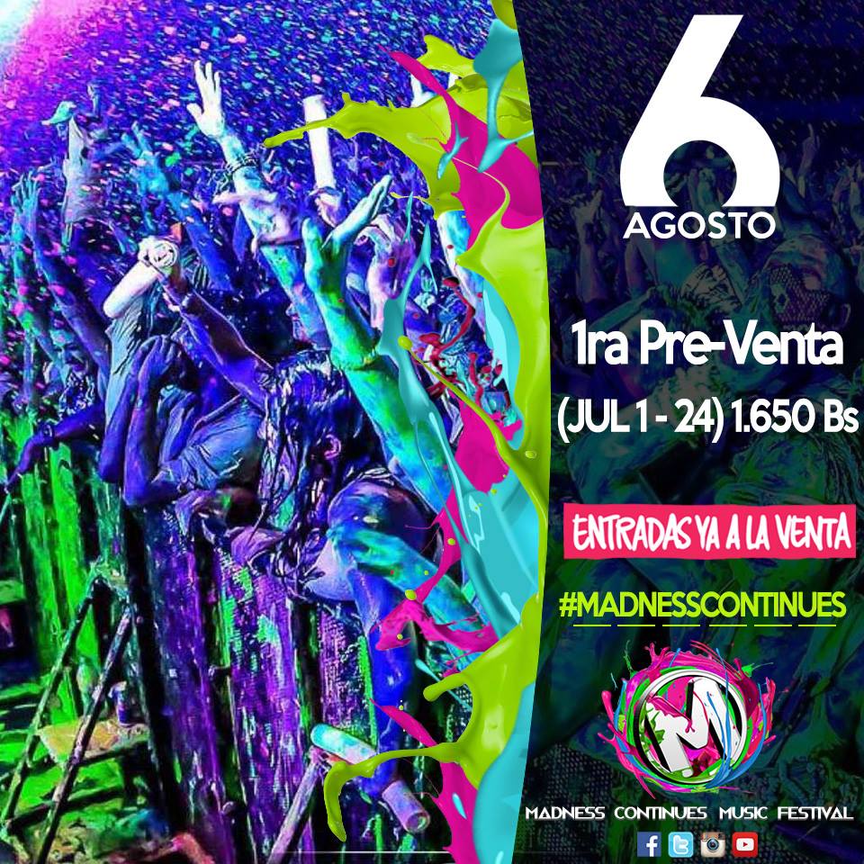 ProfitProdVE's tweet image. #Maracaibo 1 PRE VENTA DE Madness Continues Music Festival #6AGO, SALON DE CONCIERTOS DEL NORTE! ¿Estas Listo?